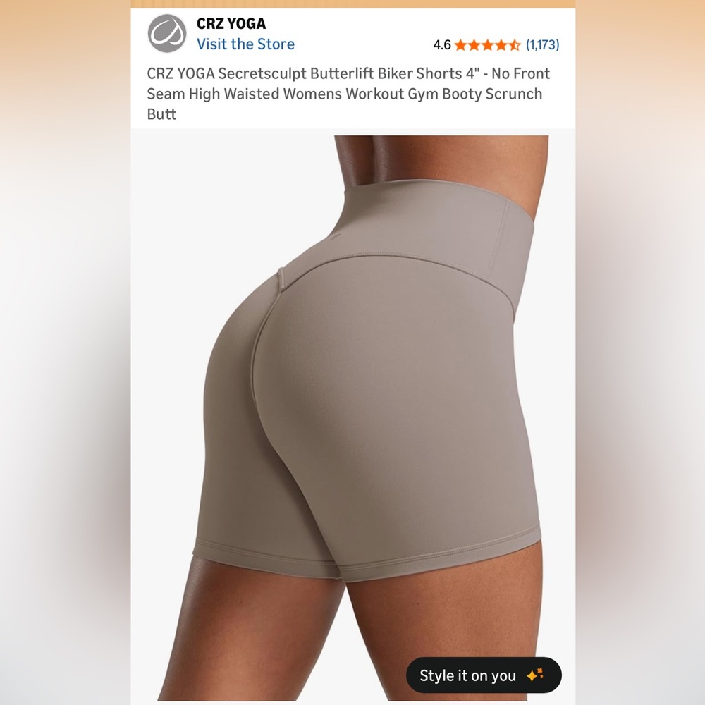 CRZ YOGA Women's Seamless Biker Shorts - Taupe